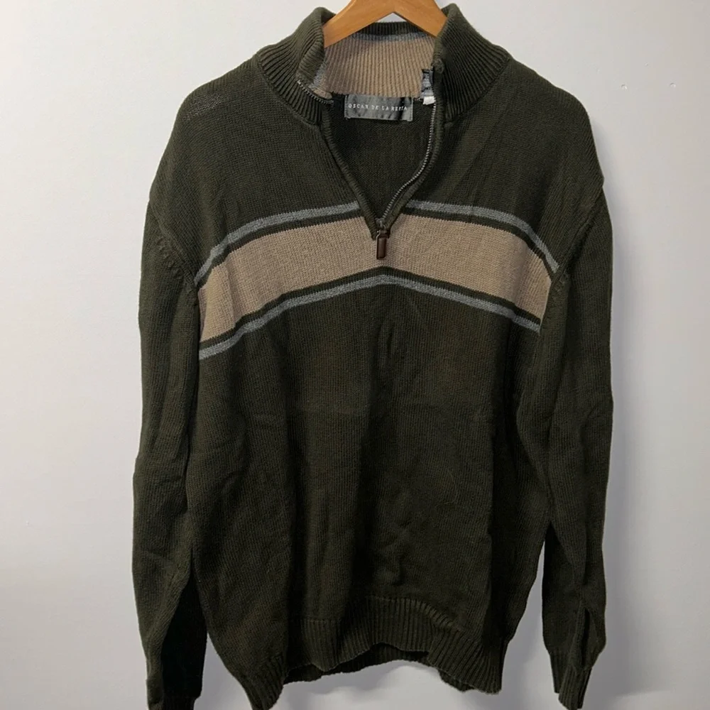 Oscar De La Renta Quarter‎ Zip Pullover Sweater Size Large